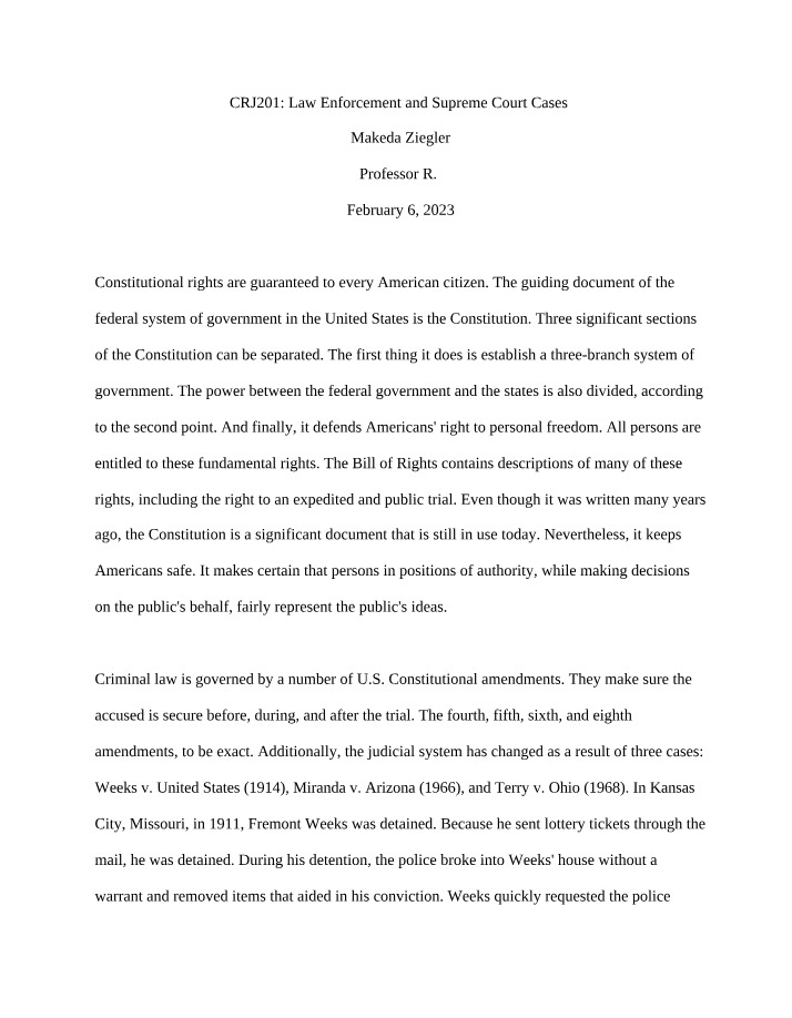 Supreme Court Cases and Constitutional Rights in Law Enforcement