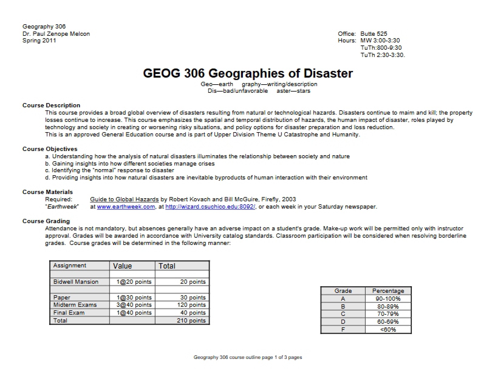 Syllabus Geographies of Disaster