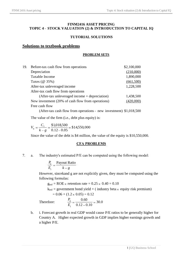 Week 4 Tutorial Solutions