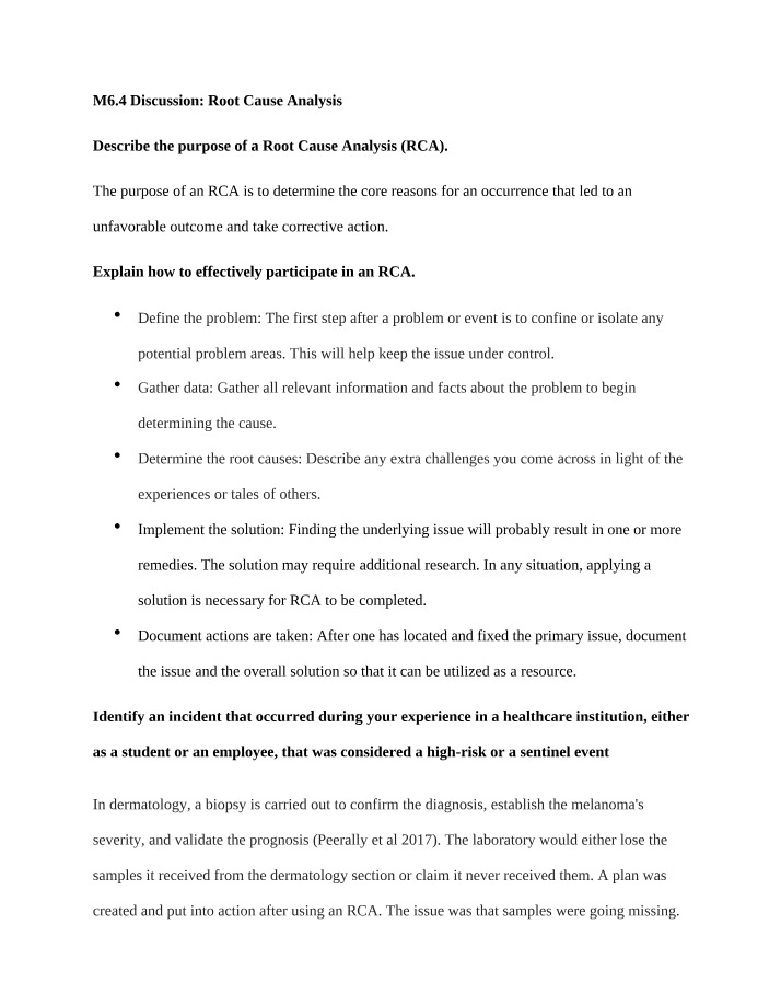 Root Cause Analysis in Healthcare