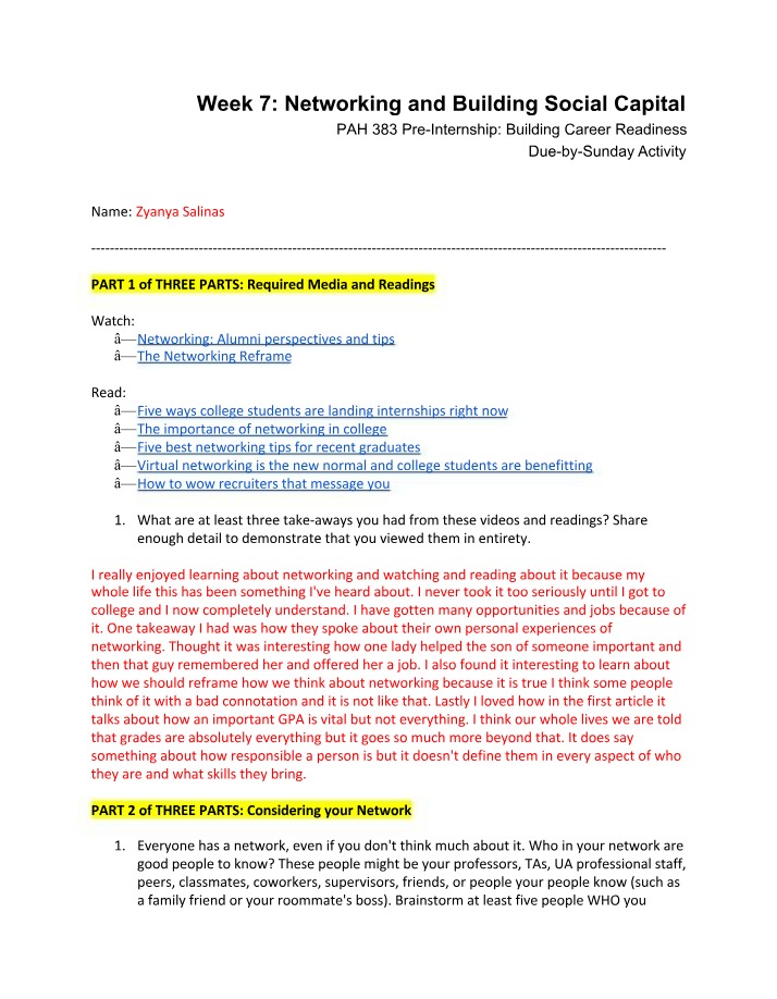 Week 7 - Networking and Social Capital