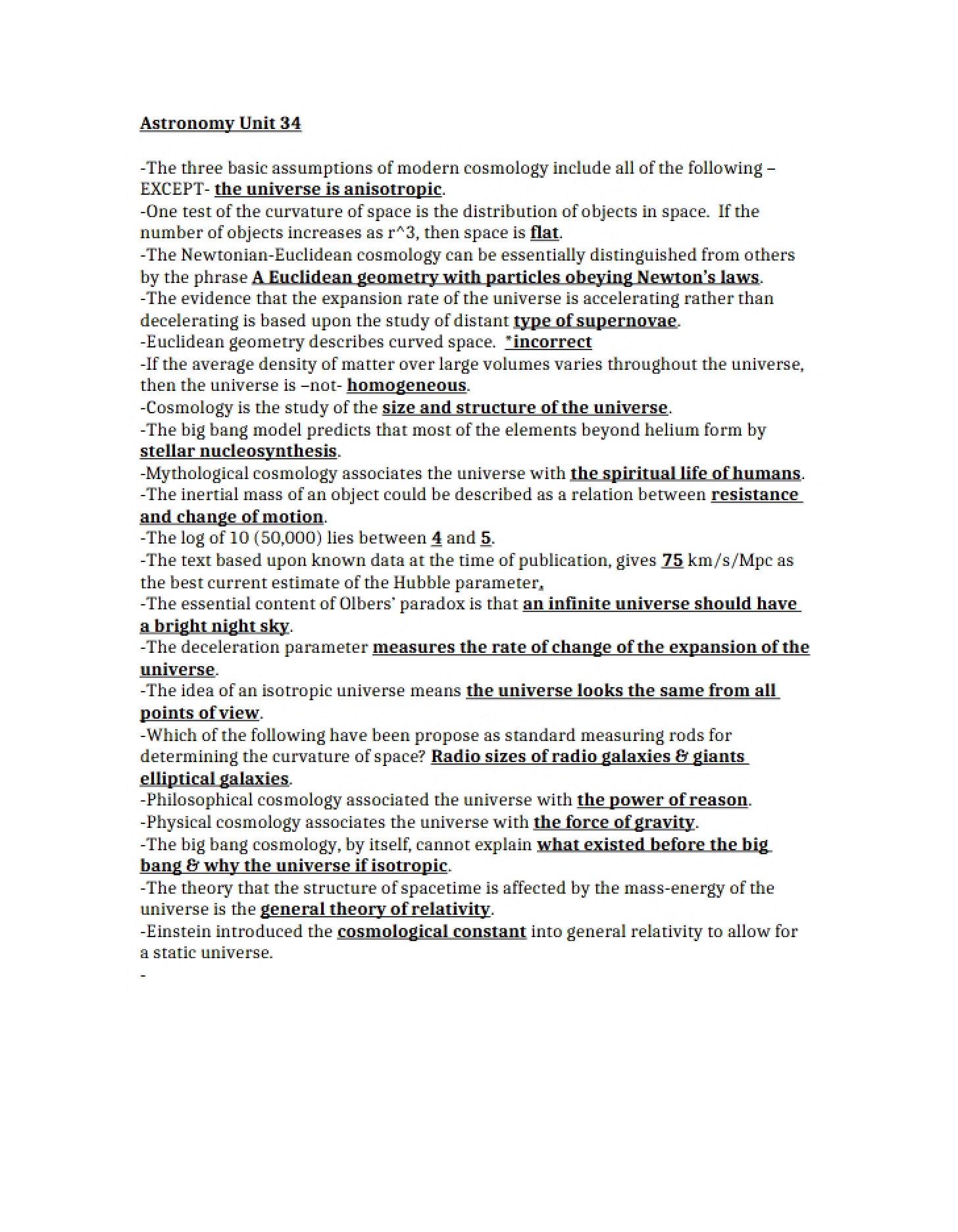 Unit 34 Astronomy