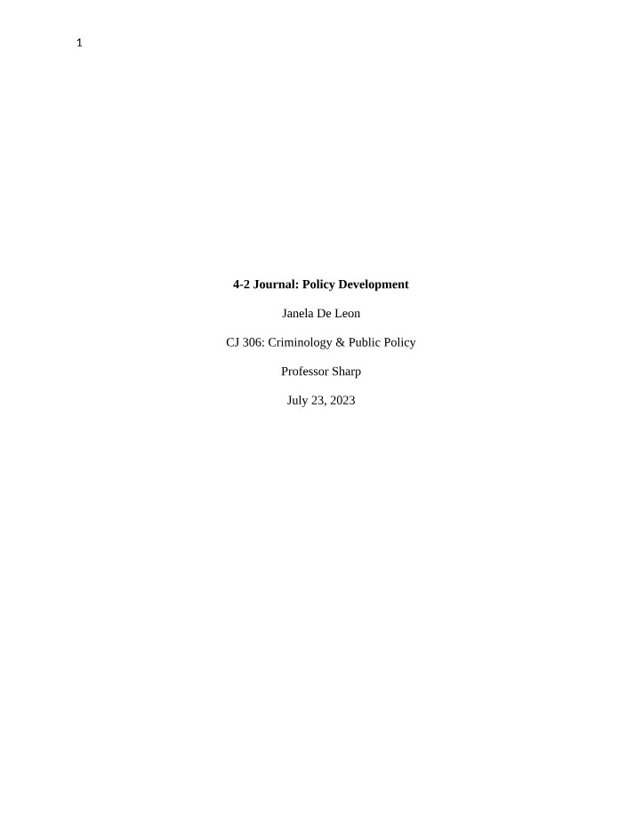 Journal - Policy Development