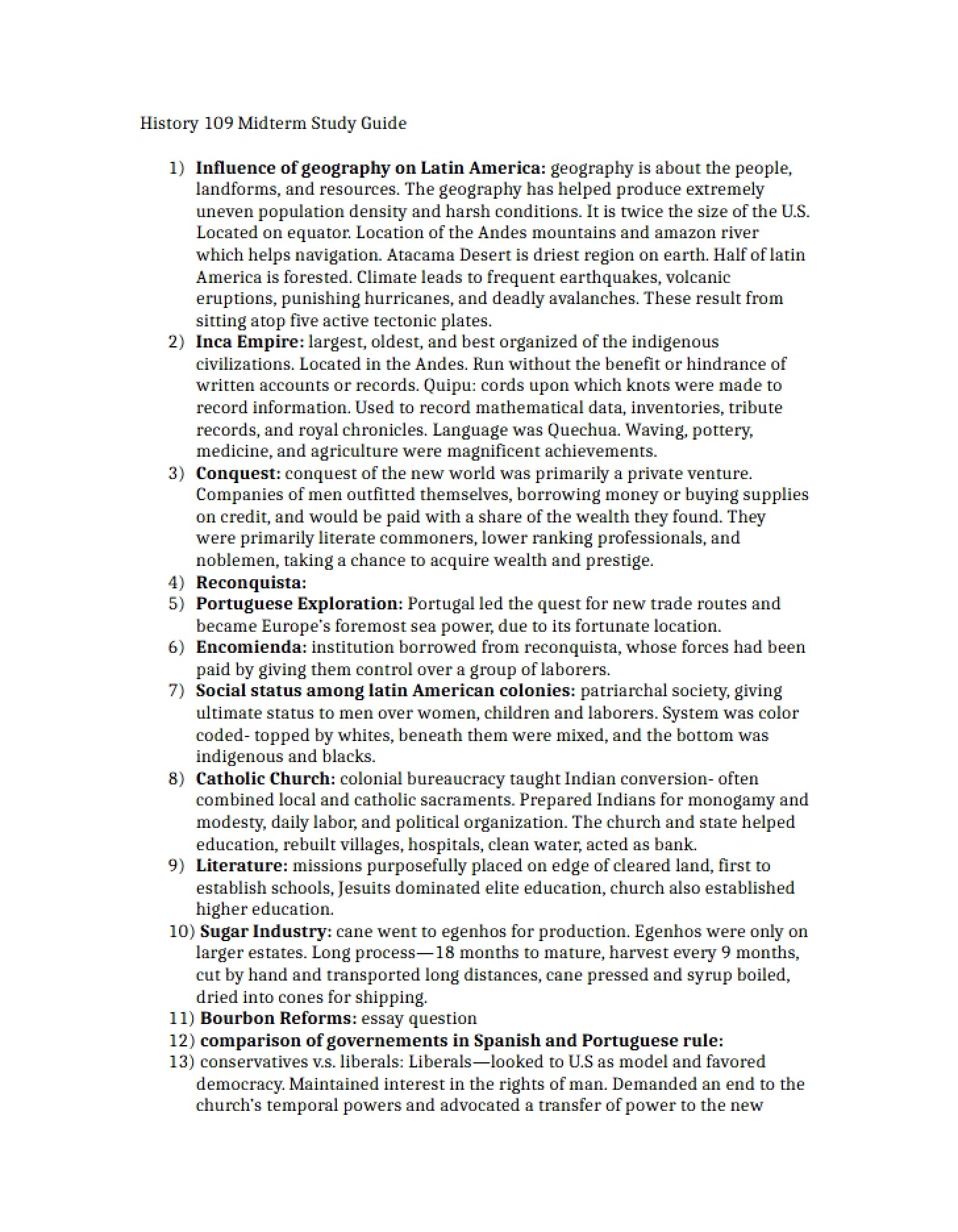 Midterm Guide History 109