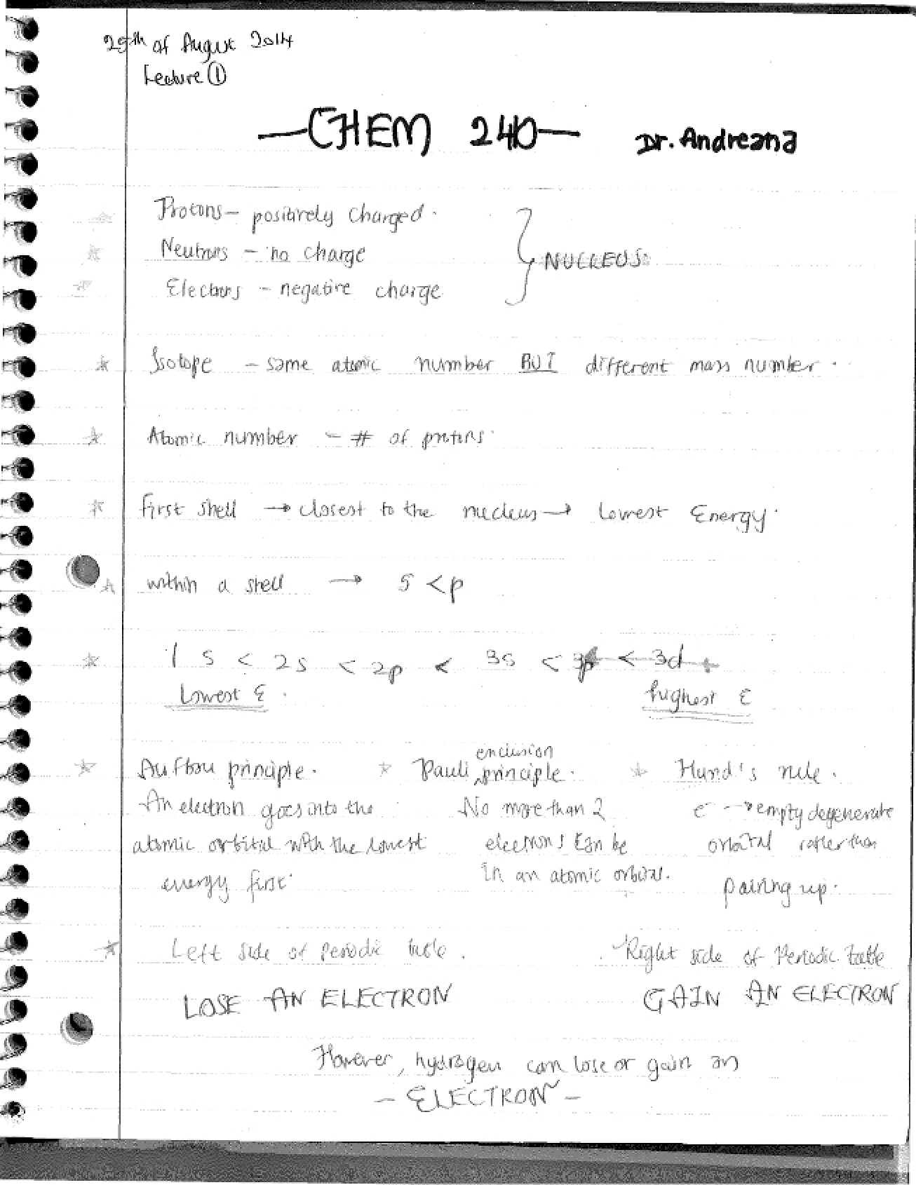 Organic Chemistry I Class Records
