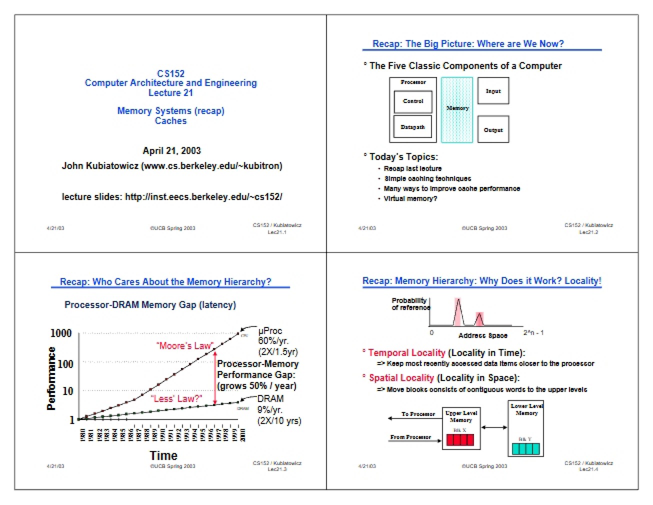 Caches in Memory Systems