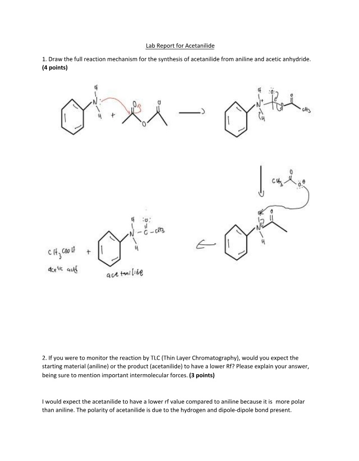 Worksheet 1-2 for Acetanilide