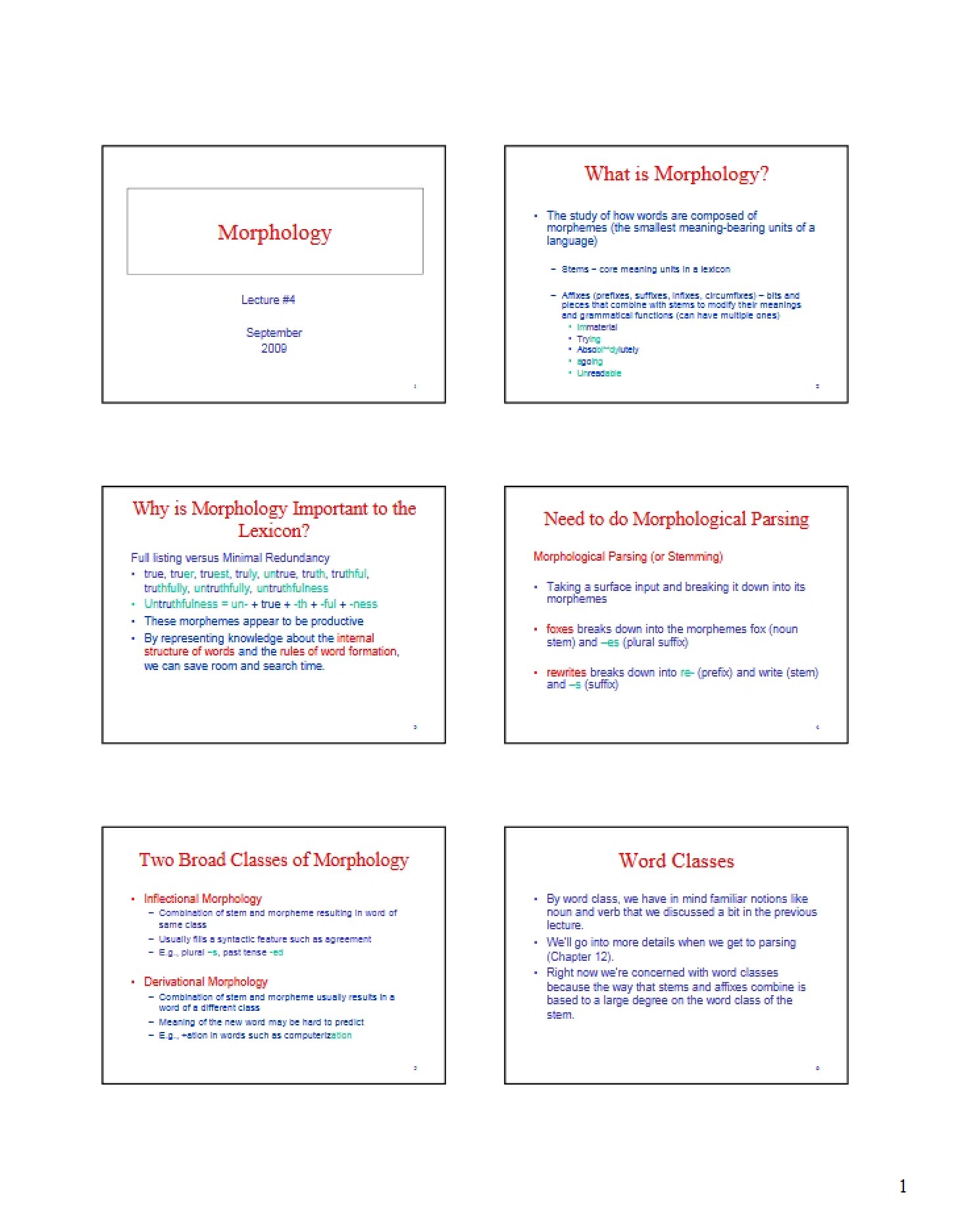 Morphological Analysis