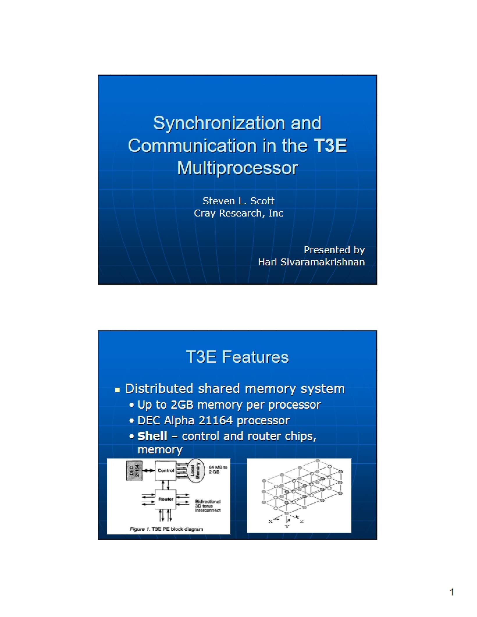 Communication in T3E Multiprocessors