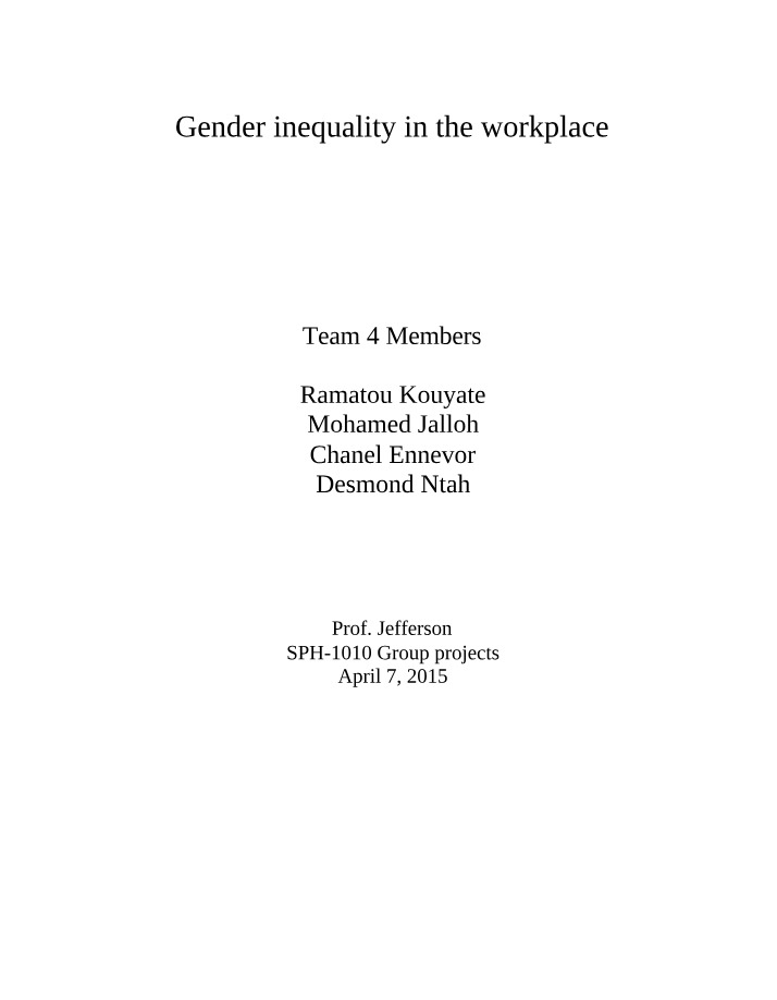 Group Presentation Outline - Final Draft