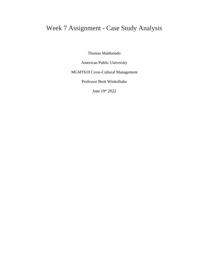 Case Study Analysis for Week 7 Assignment