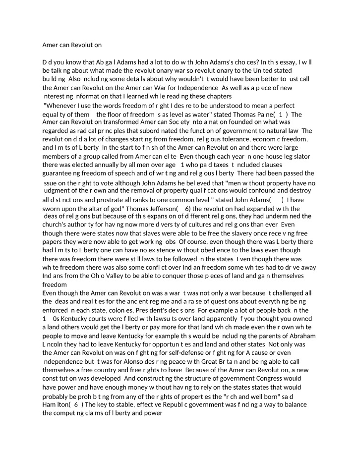 Essay on the American Revolution