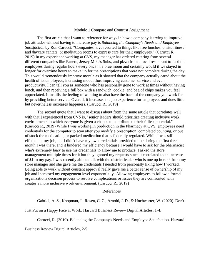 Compare and Contrast Assignment - Module 1