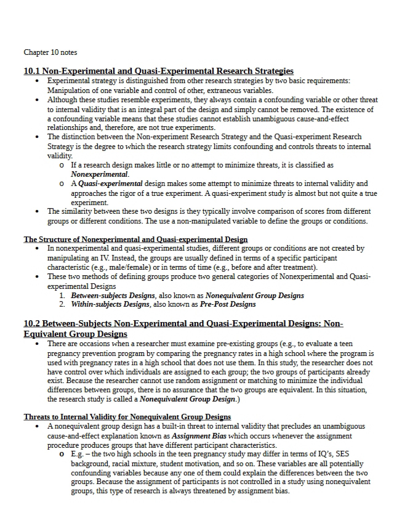 Notes for Chapter Ten Research Methods