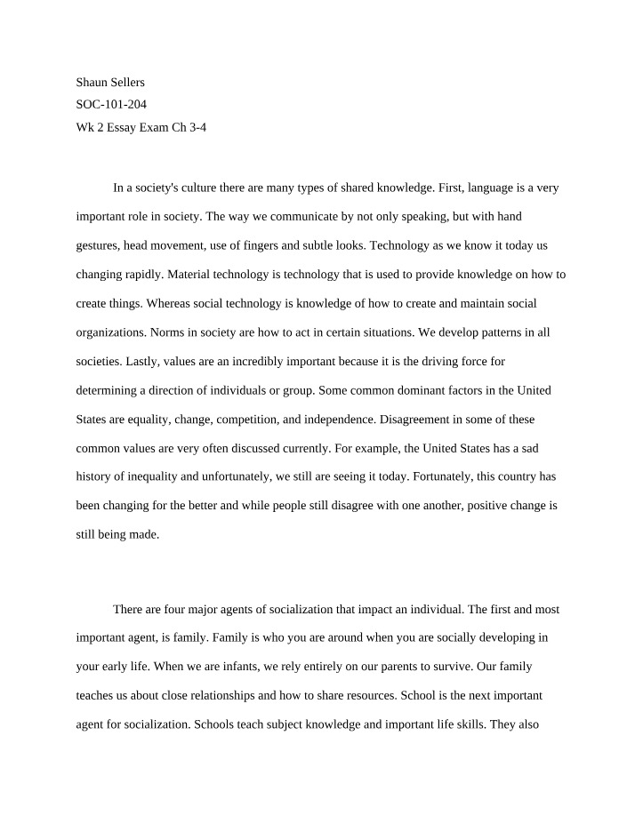 Week 2 - Chapter 3-4 Essay Exam