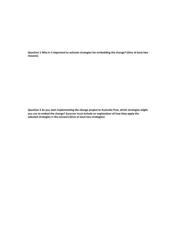 Change Importance and Implementation Strategies
