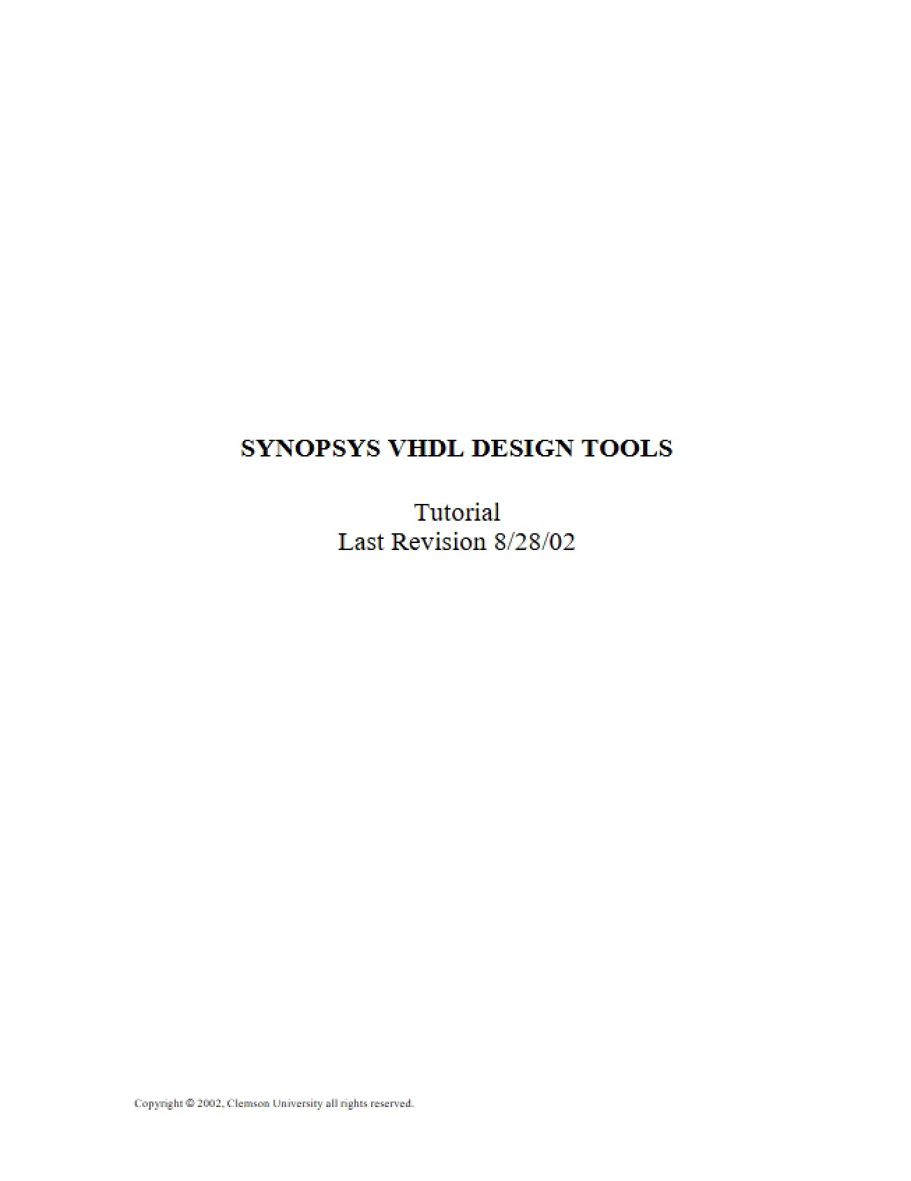 Design Tools for Synopsys VHDL