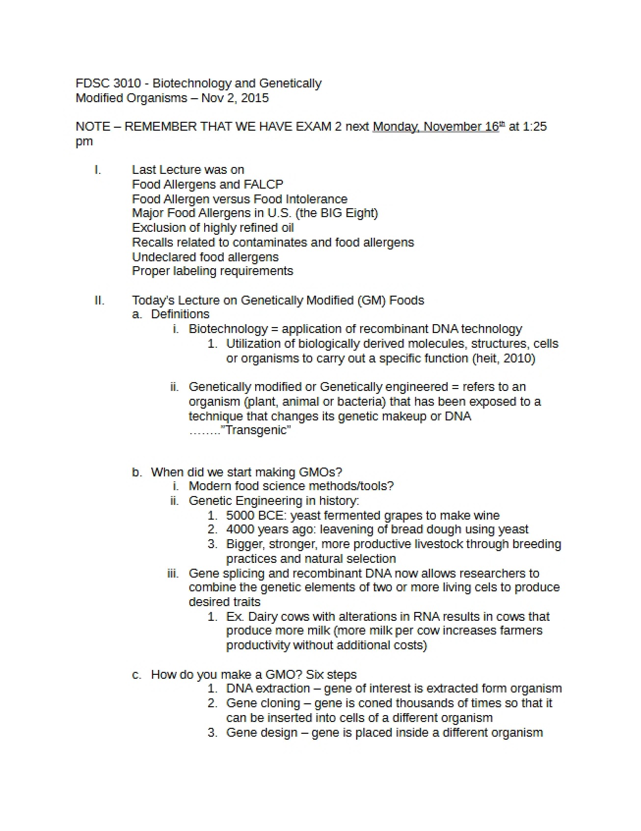 Material for Exam Two