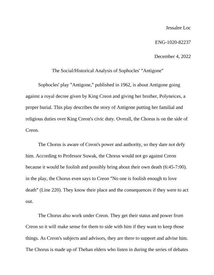 Social-Historical Analysis of Antigone by Sophocles