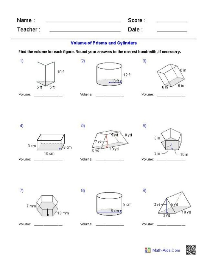 Prisms and Cylinders Volume