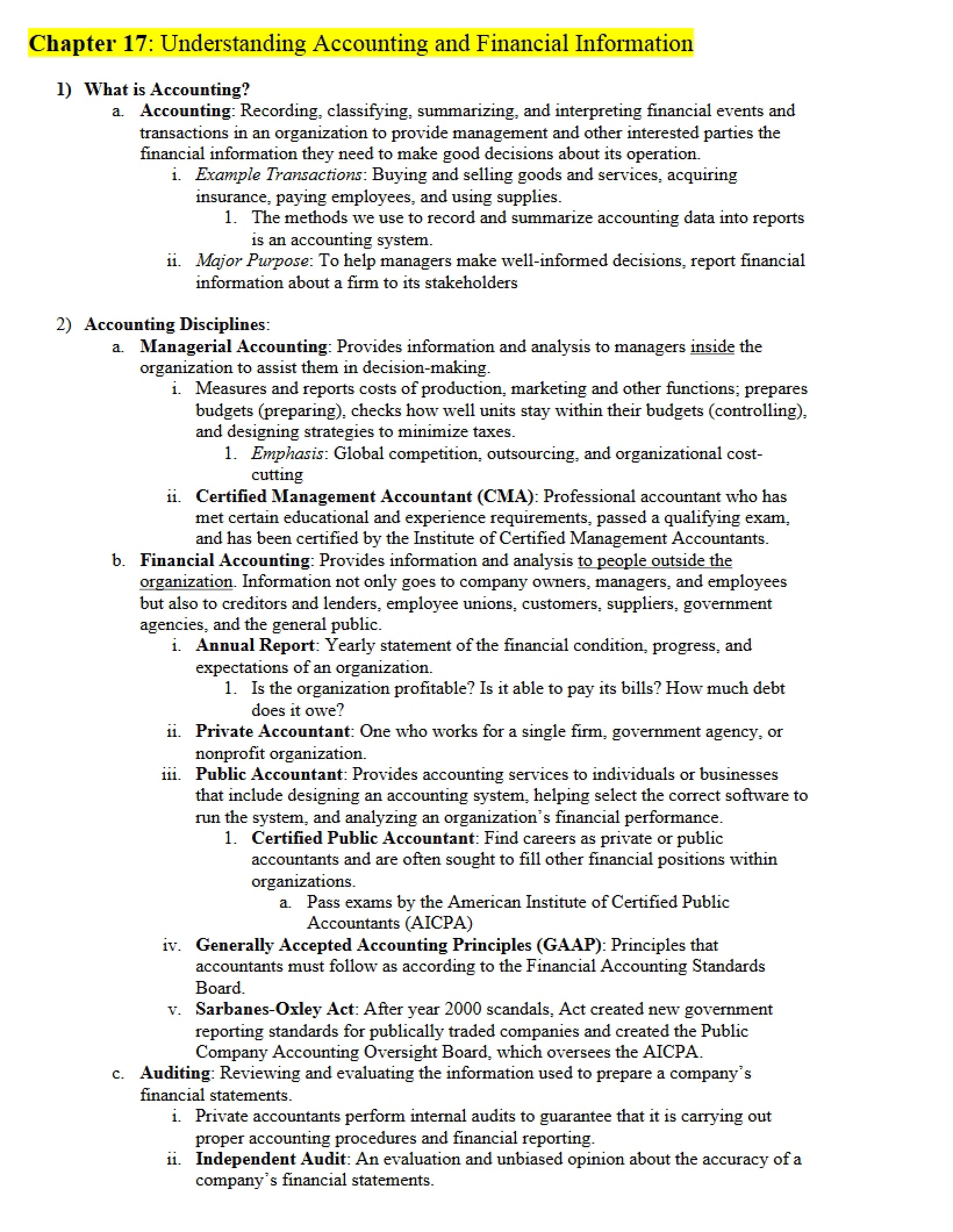 Accounting Understanding Chapter Seventeen - 5 Pages