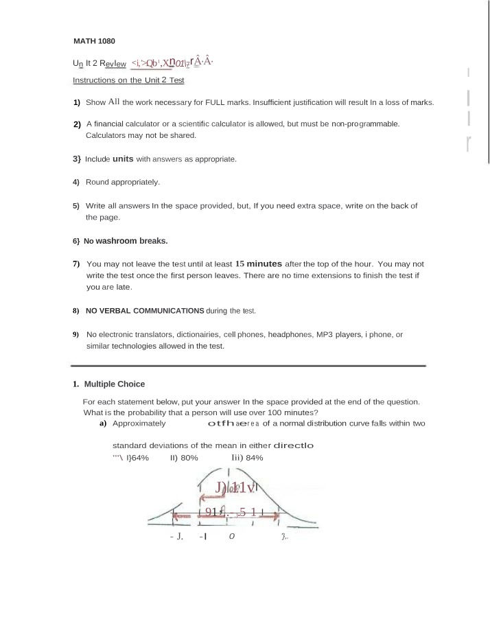 Math Review Unit 2 - Sampling, Distribution, and Probability