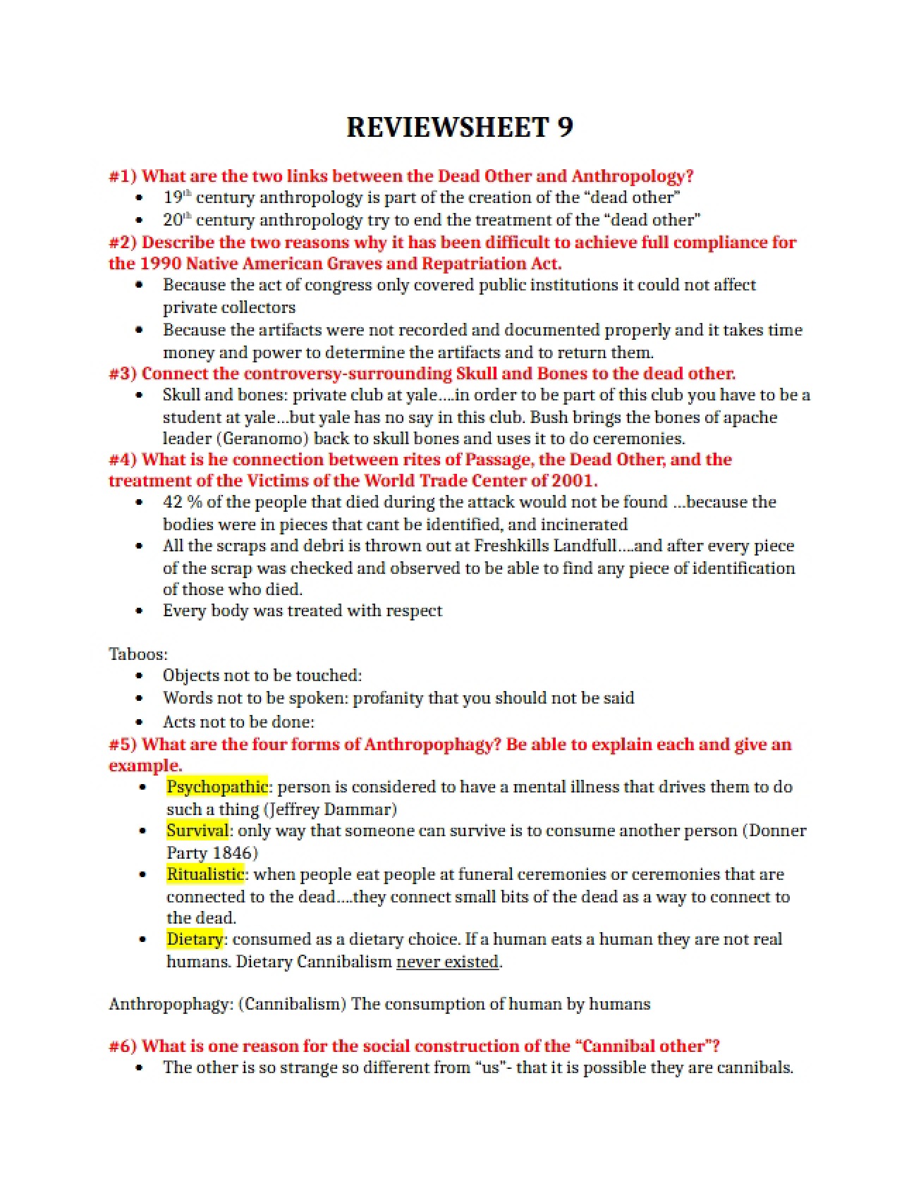 Review Sheet 9