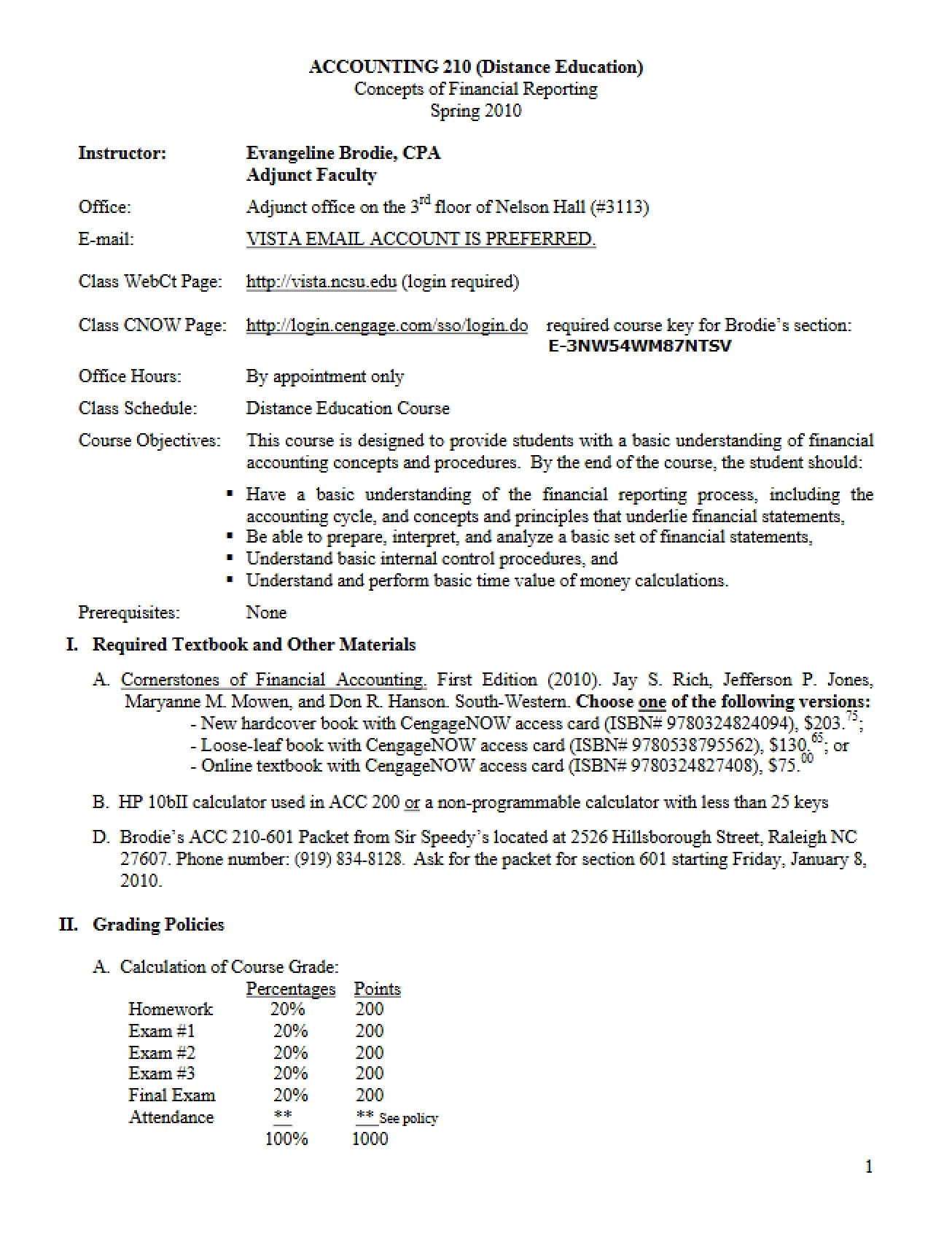 Concepts of Financial Reporting Syllabus