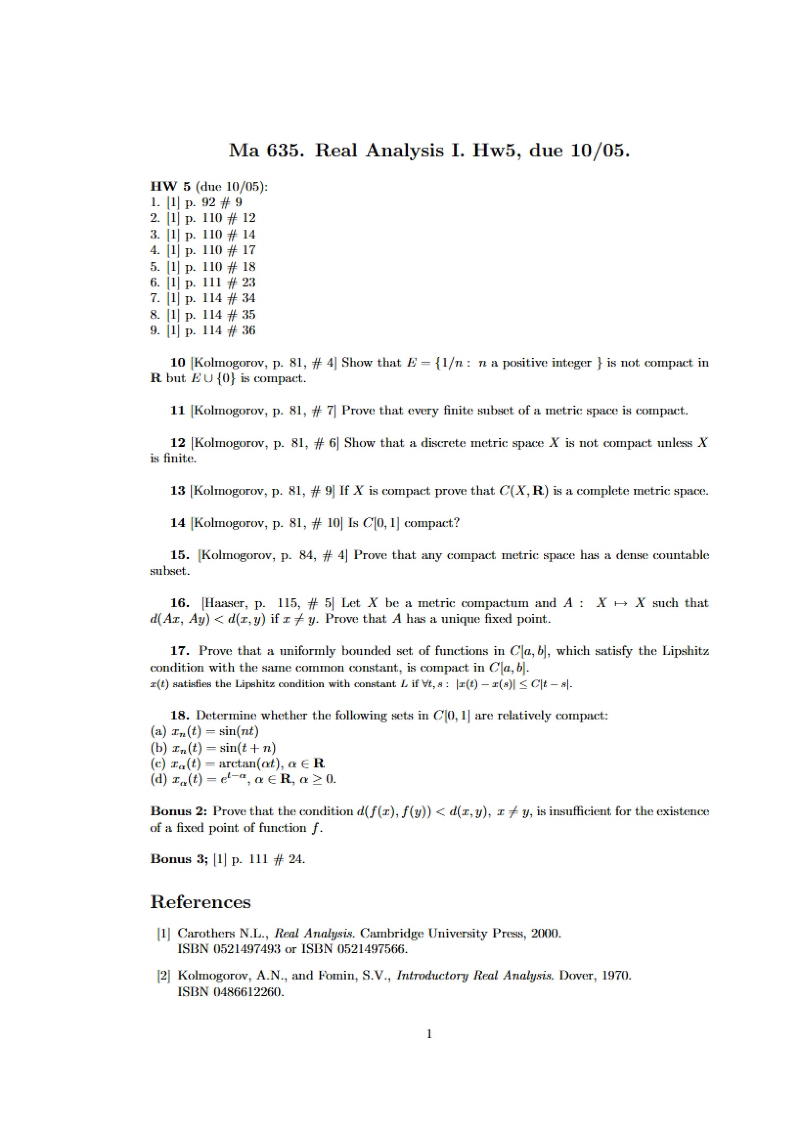 Fifth Homework Assignment