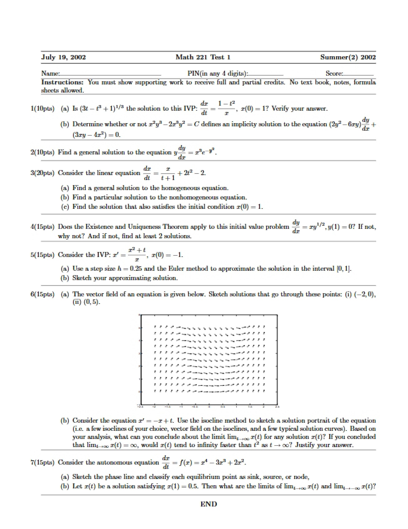 First Test for Math 221