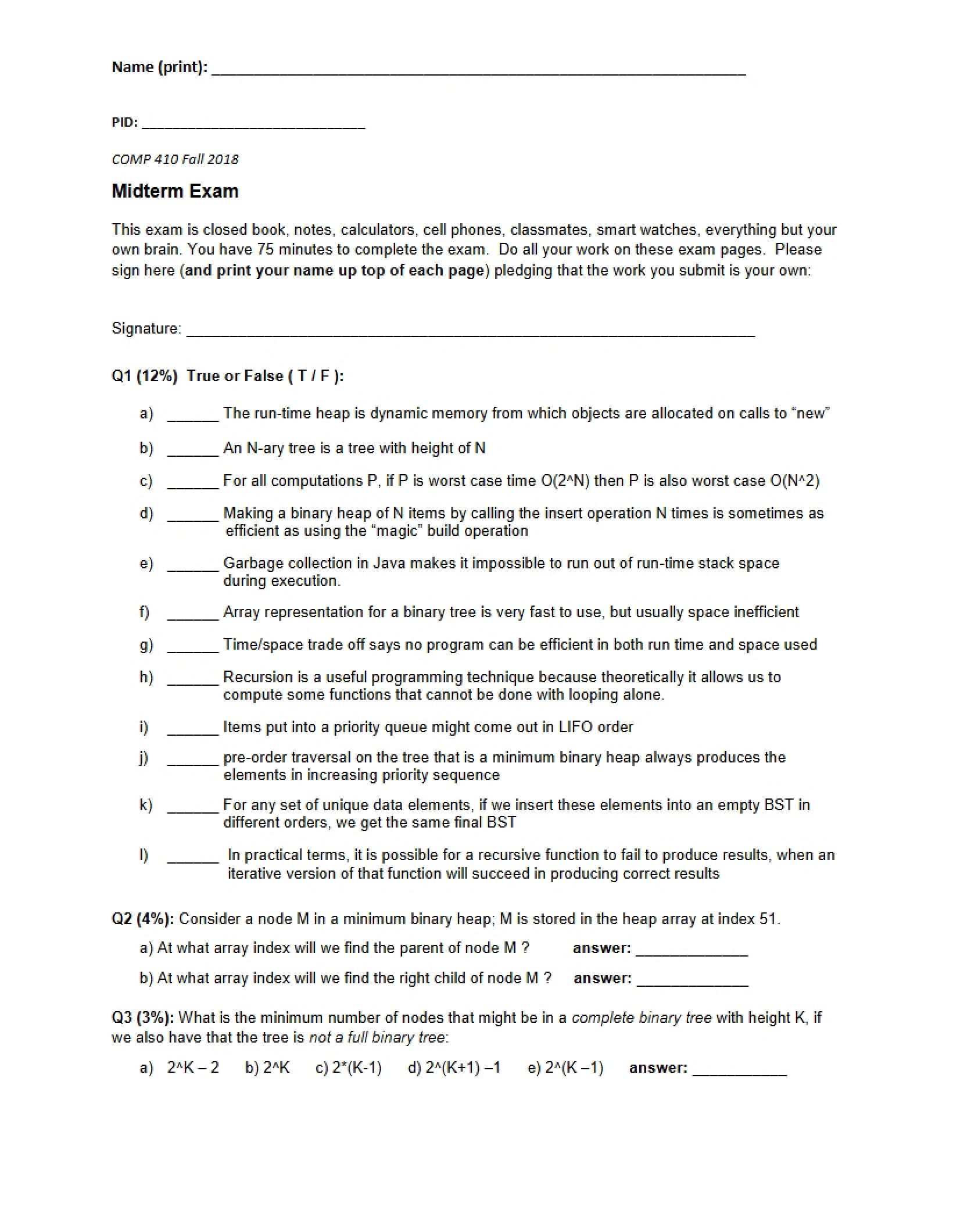 Examination I