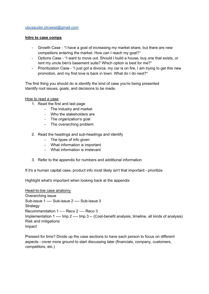 How to Analyze and Solve Case Competitions