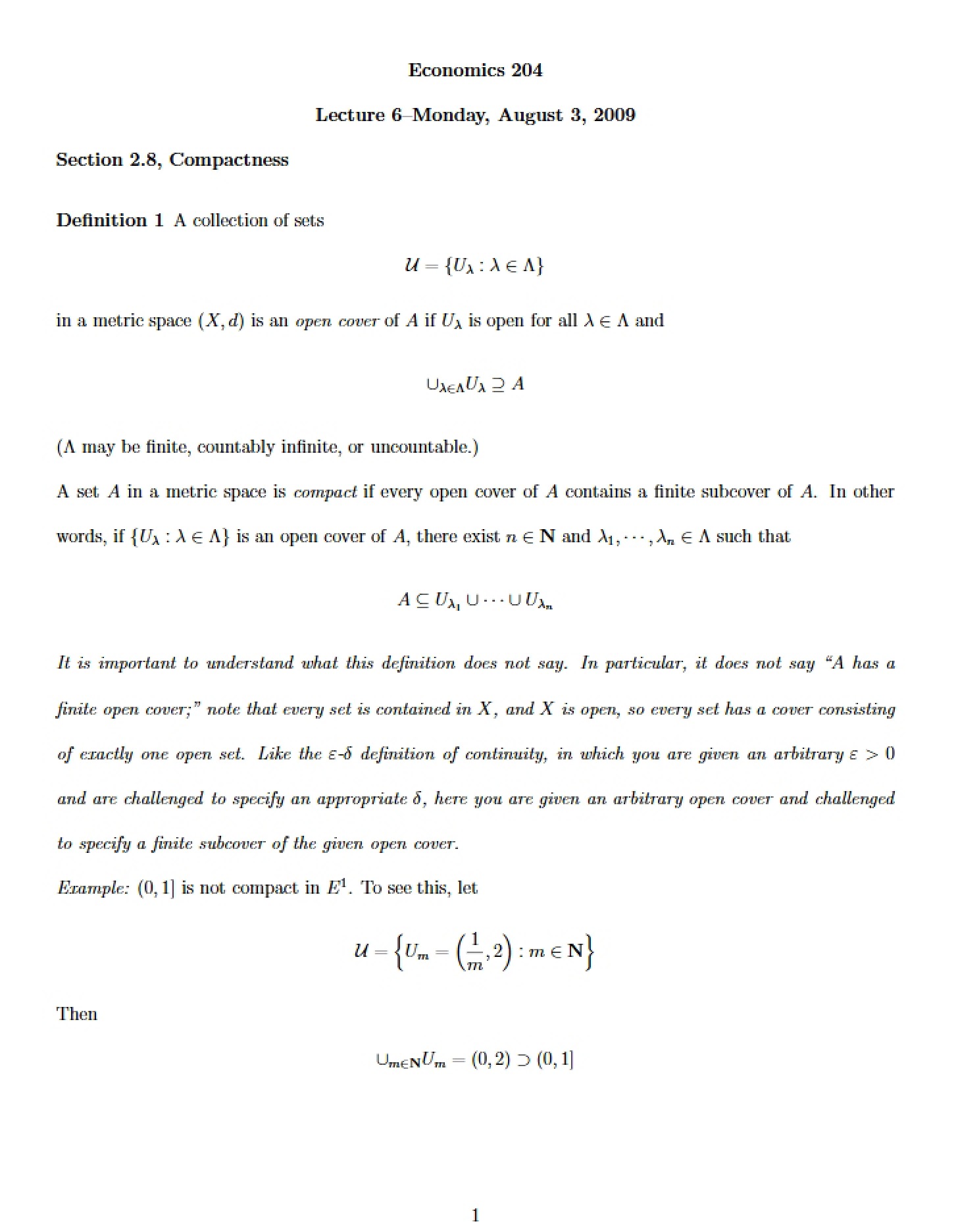 Sixth Lecture