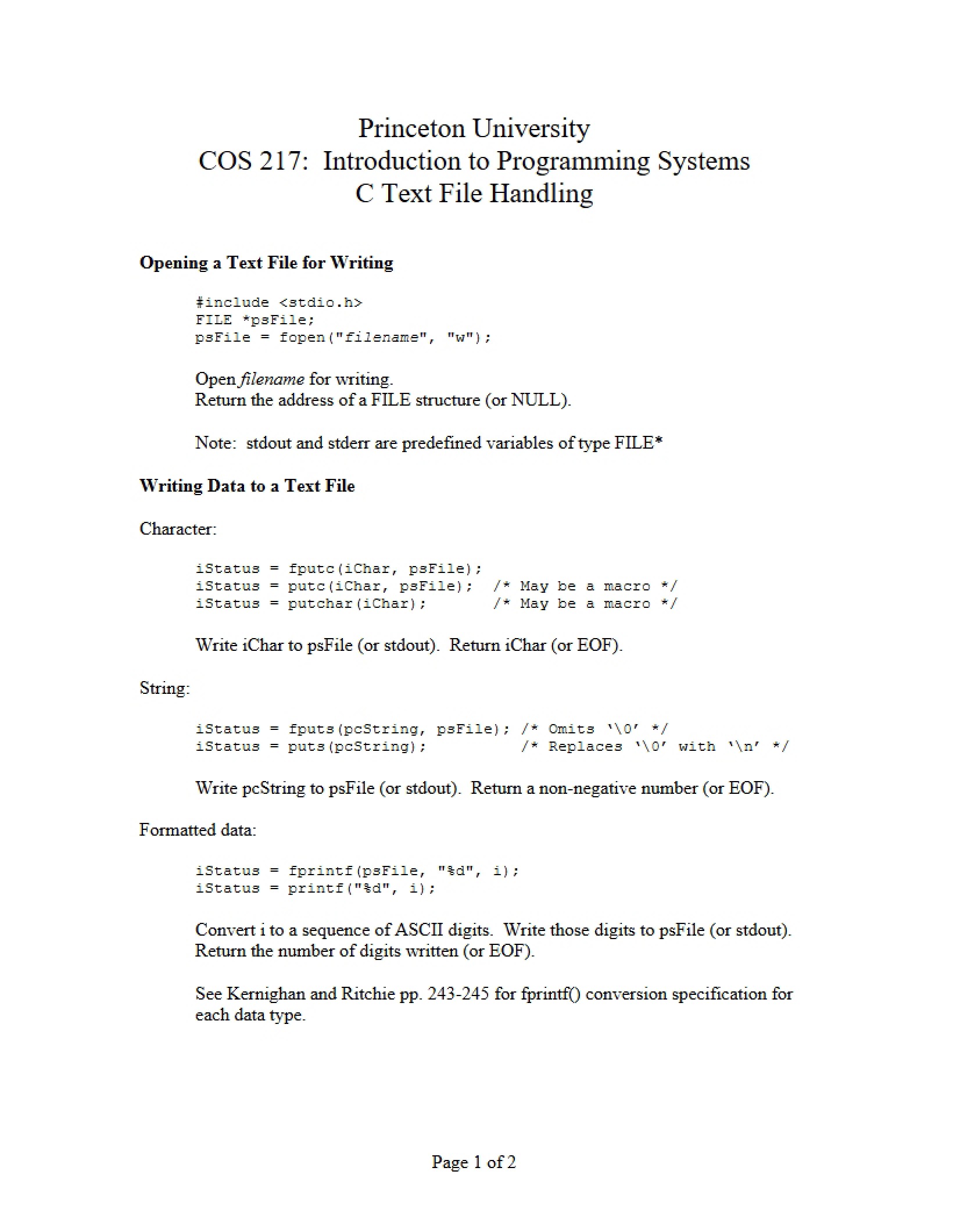 Handling C Text Files