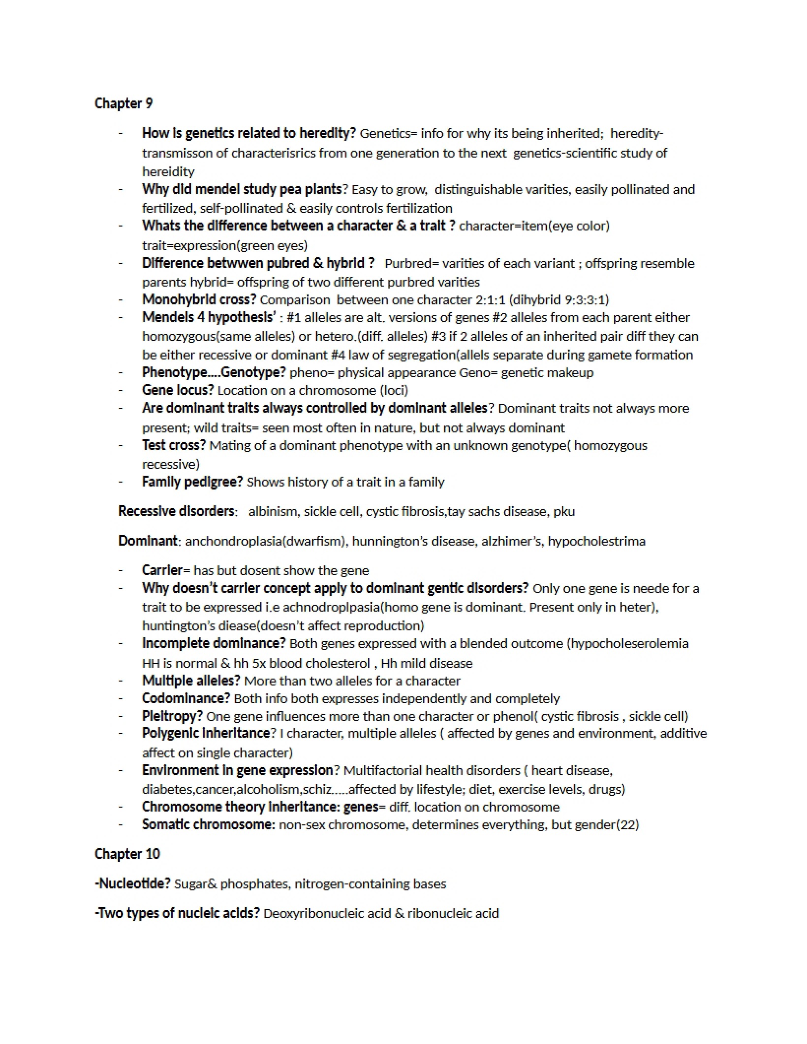 Study Guide for Bio Exam 2