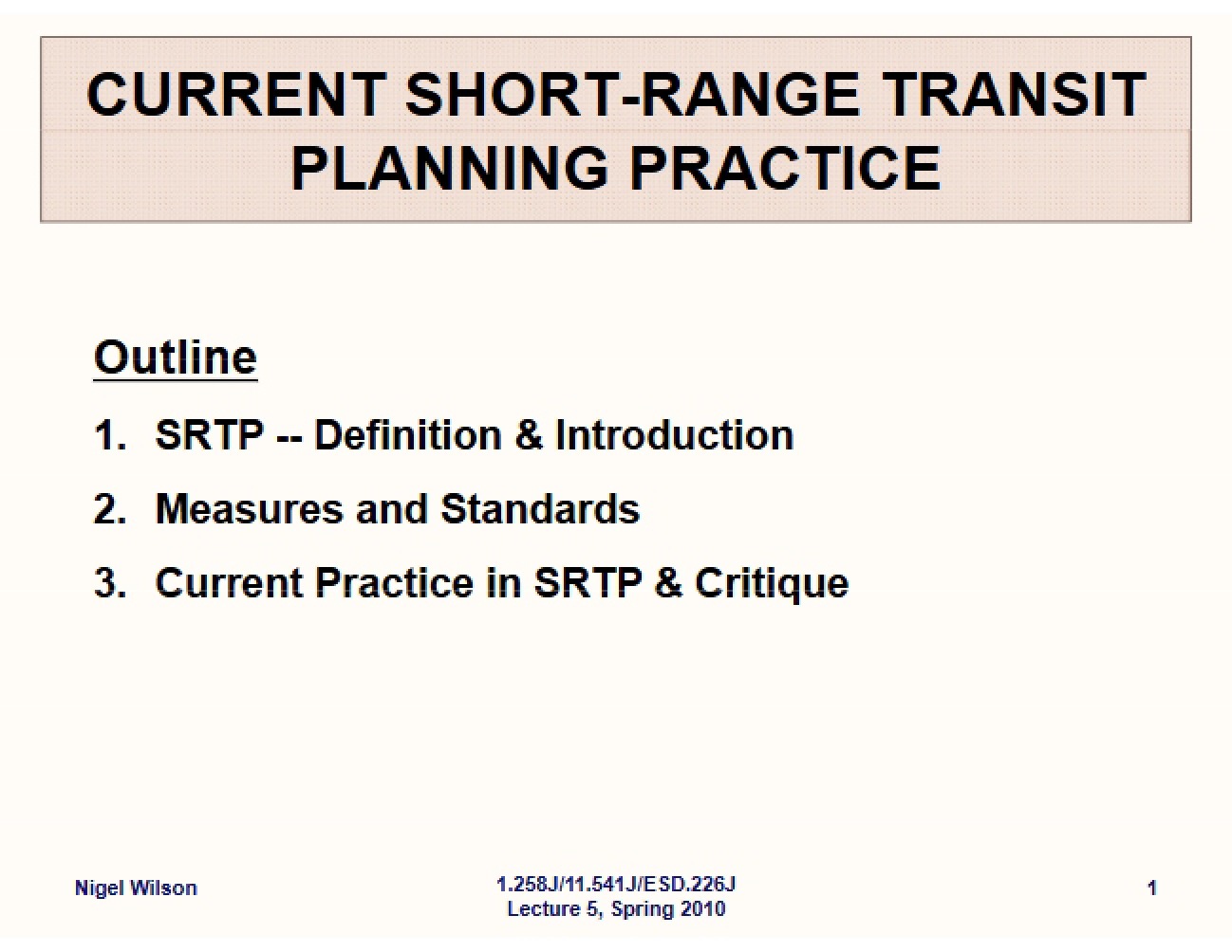 Transit Planning Practice: Current Short Range