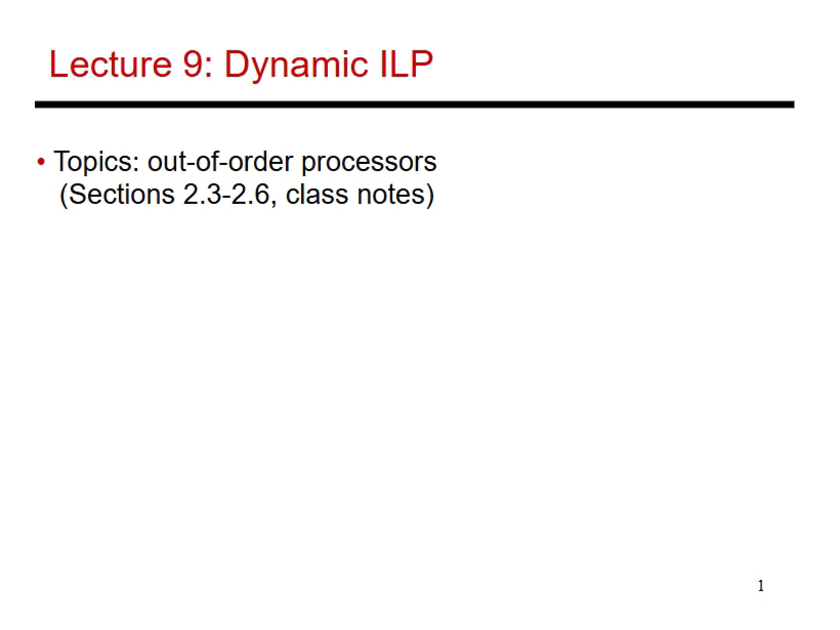 Lecture 9 Dynamic Instruction Level Parallelism