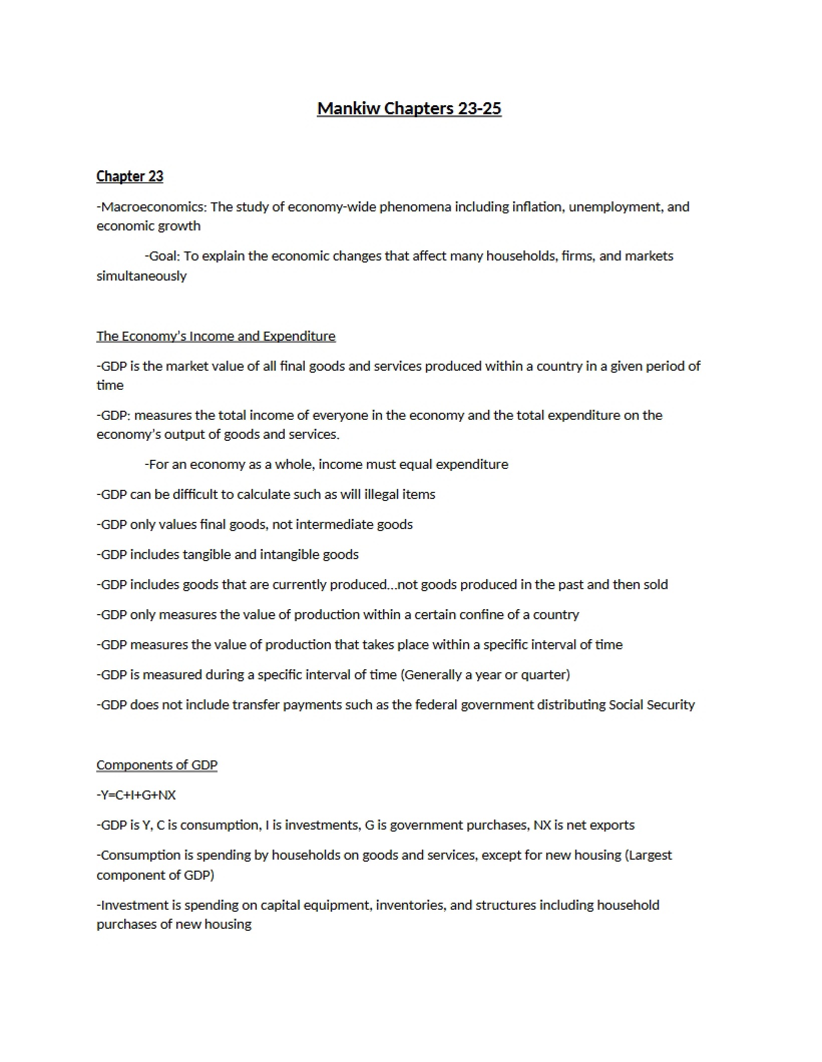 Macroeconomics (Ch. 23)