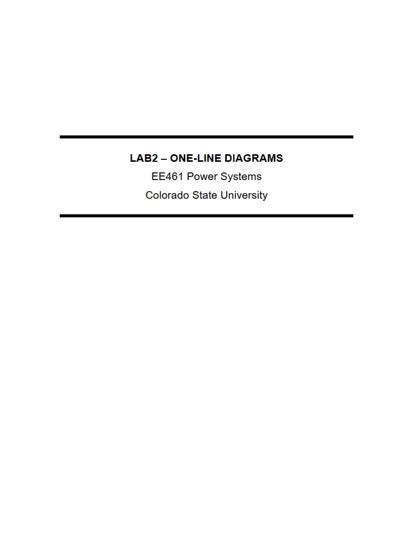 One-Line Diagrams Lab 2