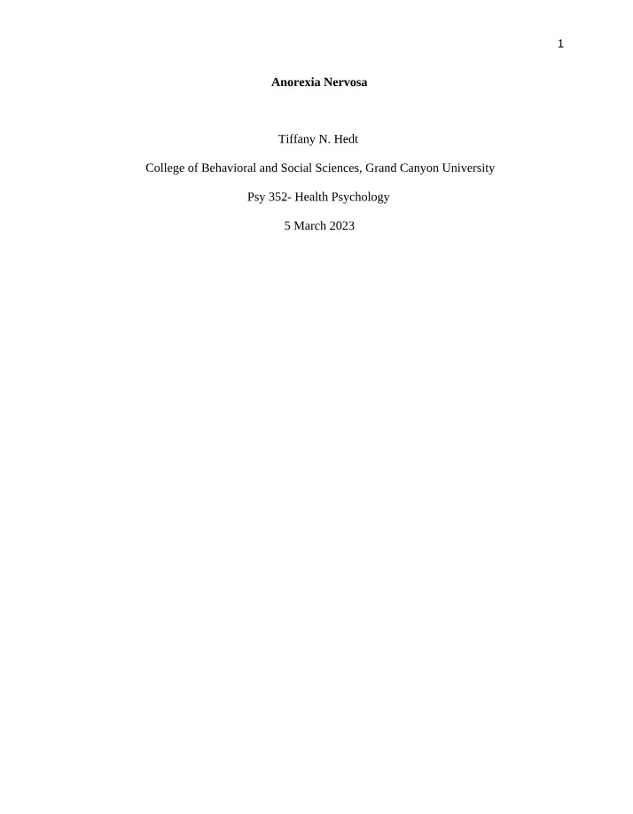 Essay on Anorexia Nervosa