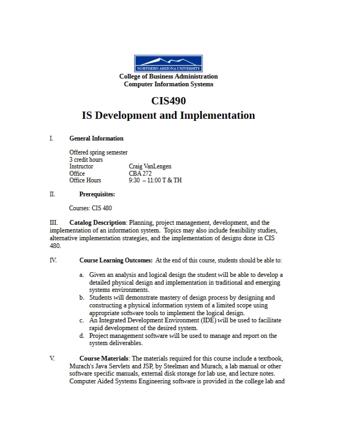Info Assurance and Security Mgmt Syllabus