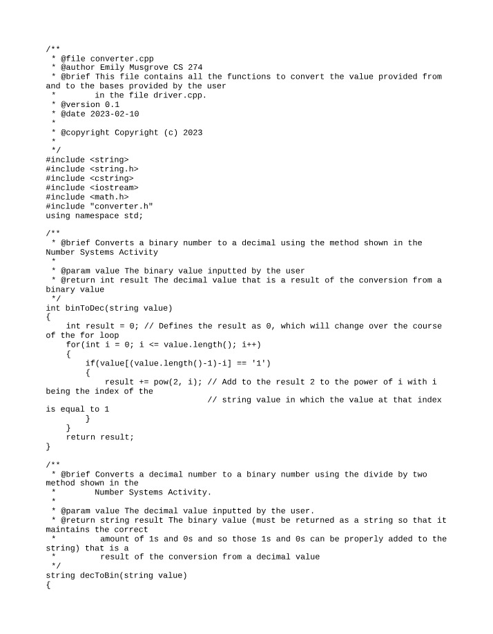 CS274 Converter Source Code