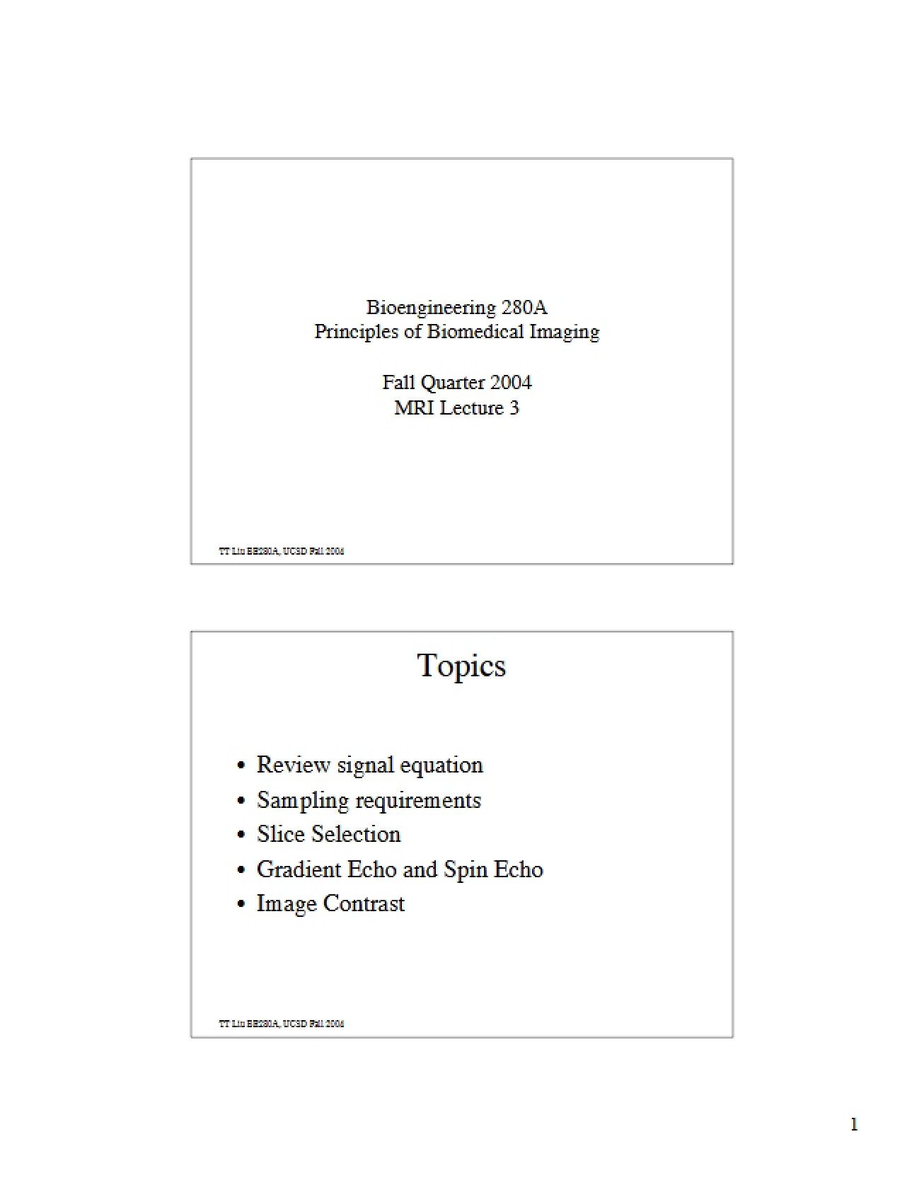 Third Session on MRI Principles