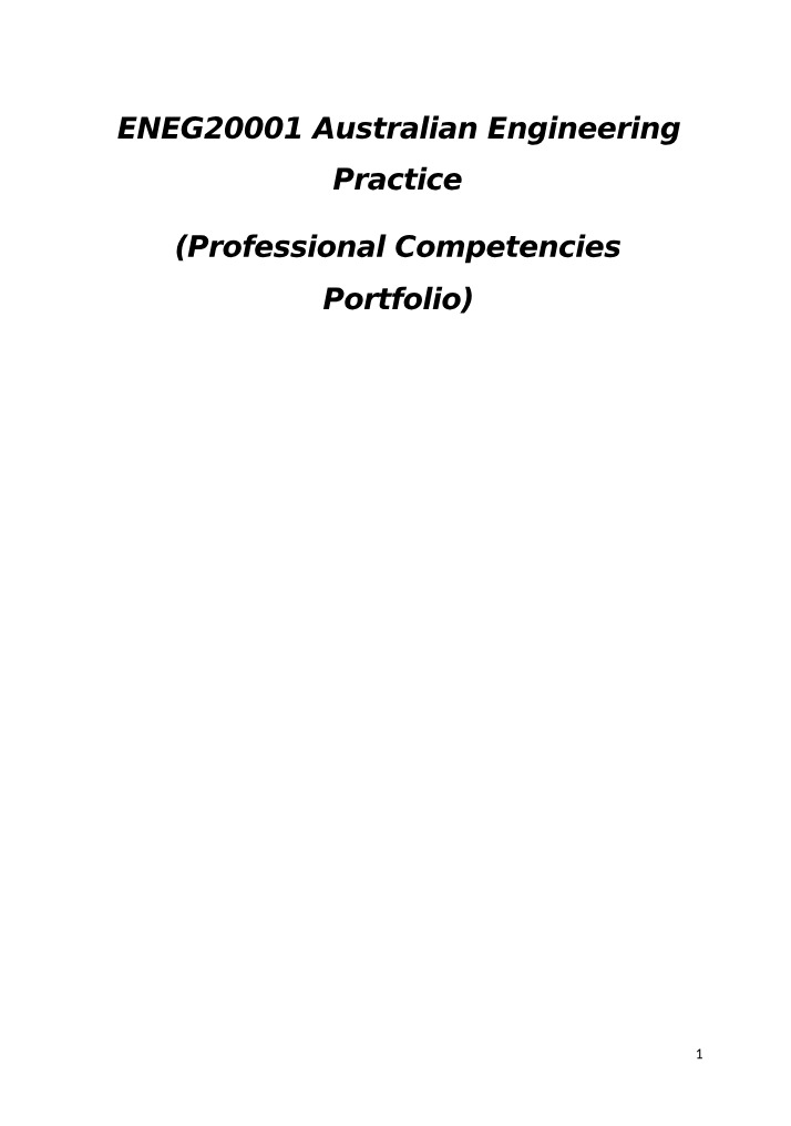 Professional Competencies Portfolio - ENEG20001