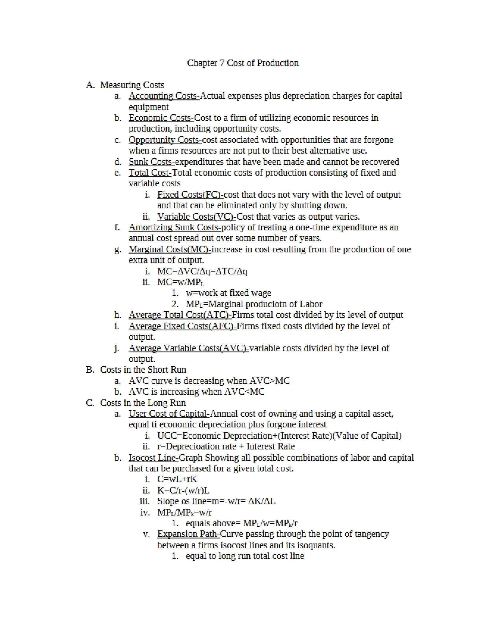 Production Costs (Chapter 7)