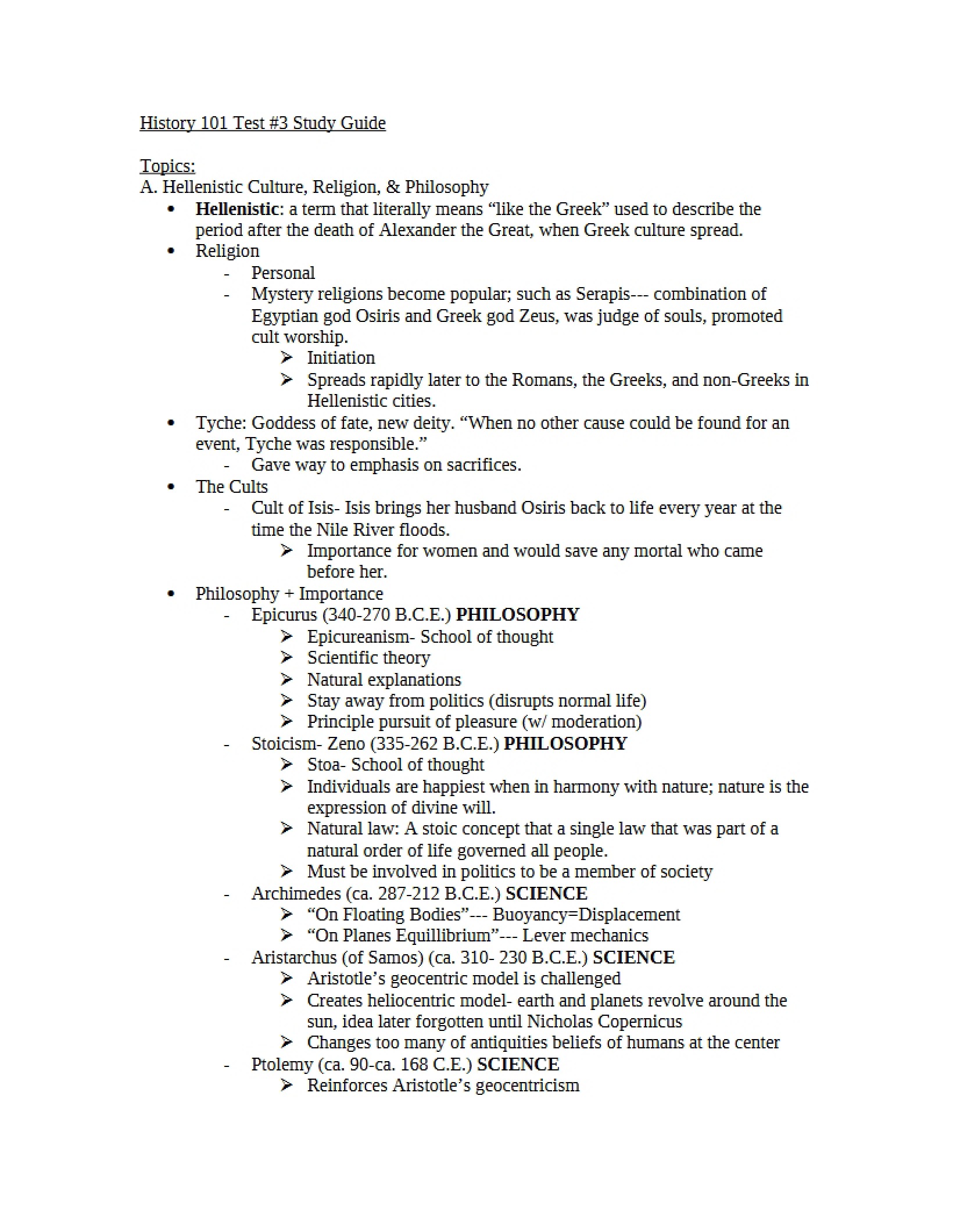 Study Guide for Third History Test
