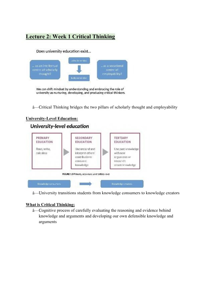 Critical Thinking Skills - A Bridge to Scholarly