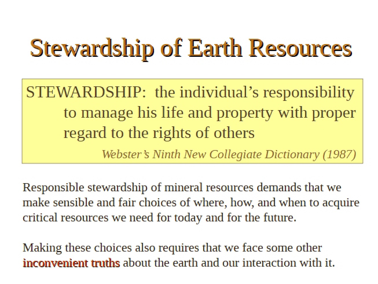 Earth Resource Stewardship