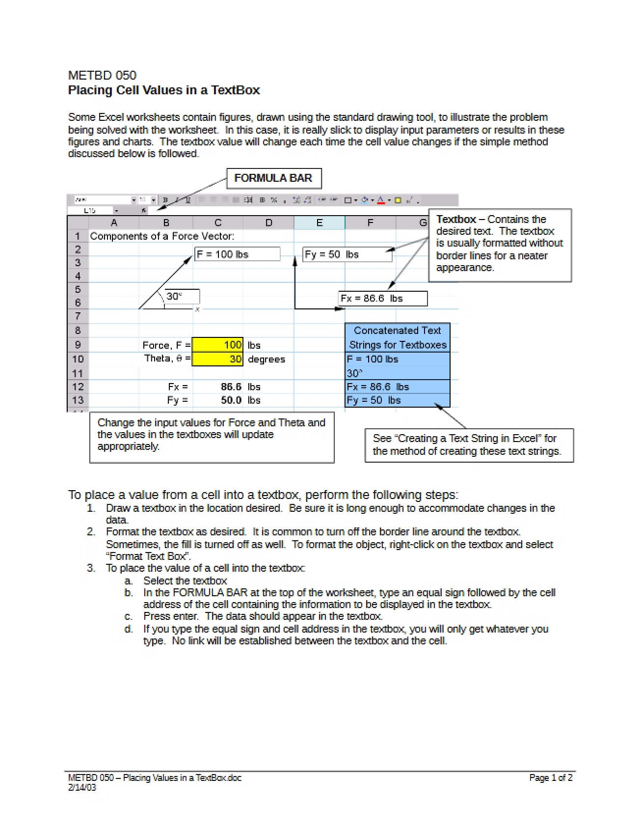 Placing Values in TextBox