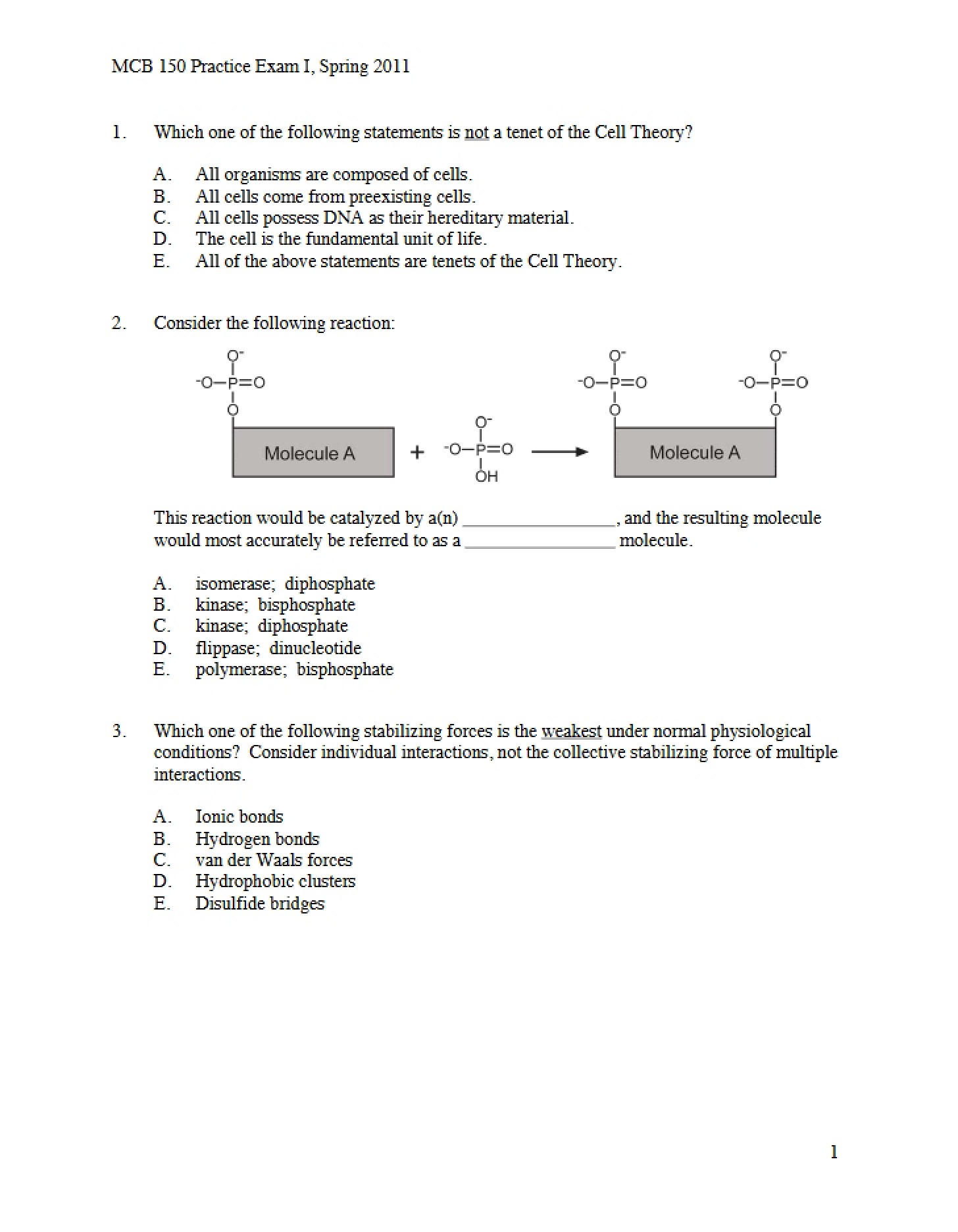 Practice for Exam I